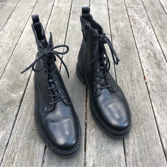 NEW NWT Vince Cabria Black Leather Lug Sole Zip Up Boots 9.5M $395 - Picture 10 of 15